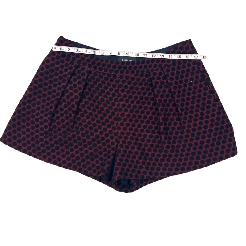 Eve by Eve's Red Black Silk Wool Pleated Shorts Size 8